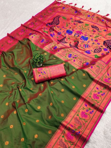 Exquisite Soft Pethani Silk Saree with Zari Weavning Silk Sarees Wholesale