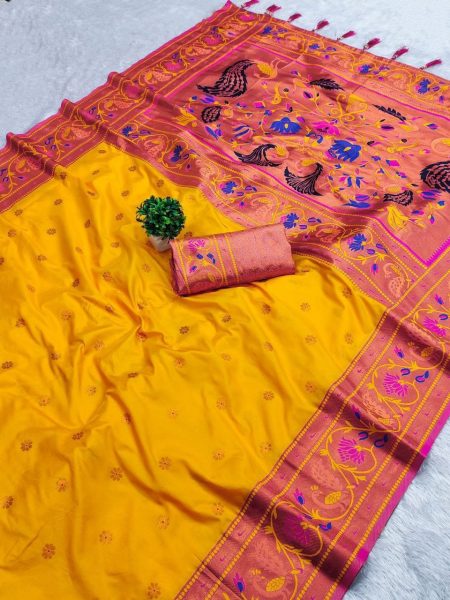 Exquisite Soft Pethani Silk Saree with Zari Weavning Silk Sarees Wholesale