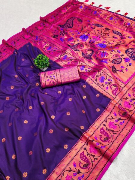 Exquisite Soft Pethani Silk Saree with Zari Weavning Silk Sarees Wholesale