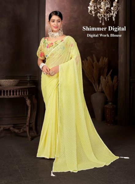 Fancy Chiffon Saree With Khadi Print  Pure Chiffon Sarees Wholesale