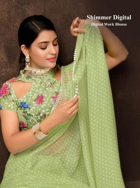 Fancy Chiffon Saree With Khadi Print  Pure Chiffon Sarees Wholesale