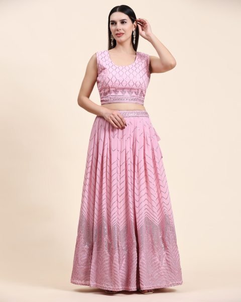 Fancy Crop Top Embrodery Work With Hand Work Lehenga Choli  Bridal Lehenga Choli