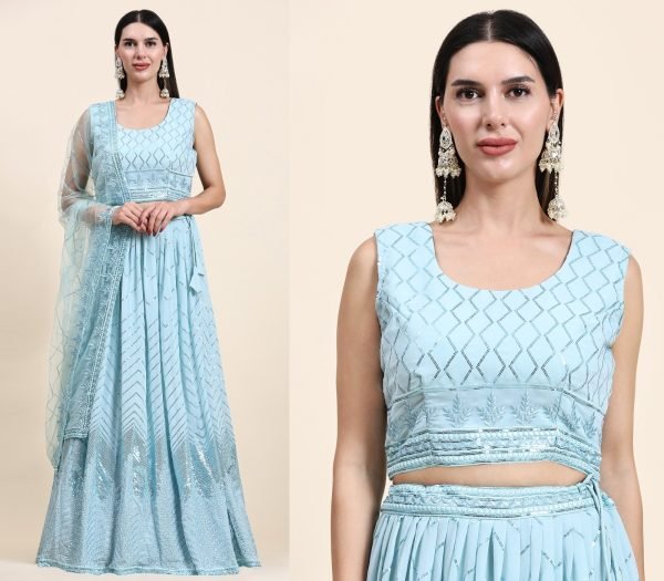 Fancy Crop Top Embrodery Work With Hand Work Lehenga Choli  Bridal Lehenga Choli