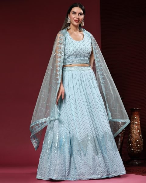 Fancy Crop Top Embrodery Work With Hand Work Lehenga Choli  Bridal Lehenga Choli
