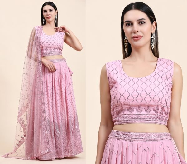 Fancy Crop Top Embrodery Work With Hand Work Lehenga Choli  Bridal Lehenga Choli