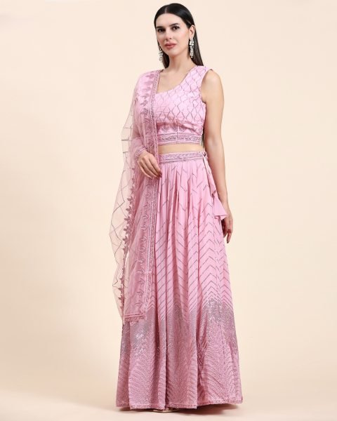 Fancy Crop Top Embrodery Work With Hand Work Lehenga Choli  Bridal Lehenga Choli