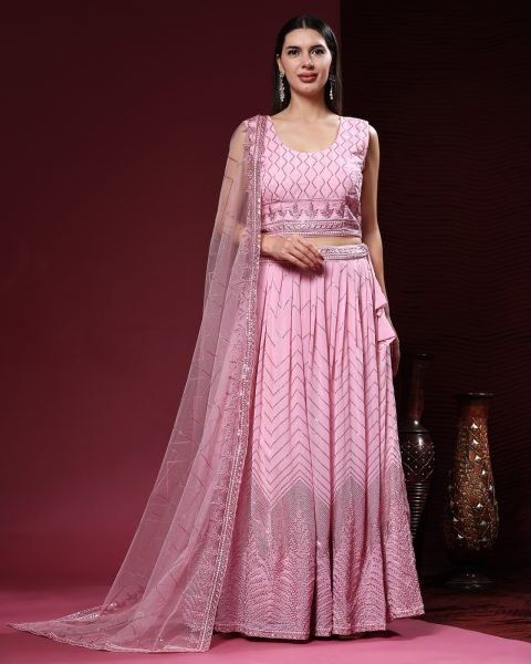 Fancy Crop Top Embrodery Work With Hand Work Lehenga Choli  Bridal Lehenga Choli
