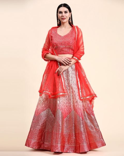 Fancy Crop Top Real Mirror Work Lehenga Choli  Bridal Lehenga Choli