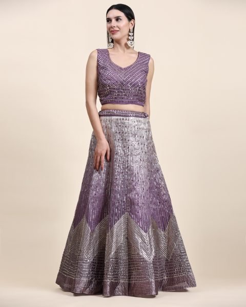 Fancy Crop Top Real Mirror Work Lehenga Choli  Bridal Lehenga Choli