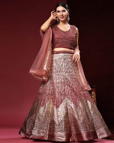 Fancy Crop Top Real Mirror Work Lehenga Choli  Bridal Lehenga Choli