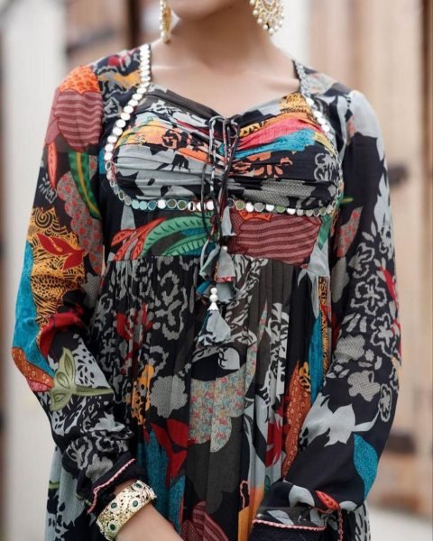  Fancy Digital Print And Real Mirror Hand Work Suit  Ready To Wear Collection