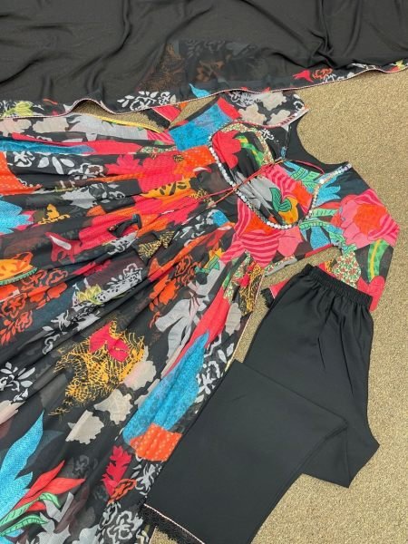  Fancy Digital Print And Real Mirror Hand Work Suit  Ready To Wear Collection