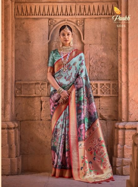 Fancy Fabric Pathaini Saree With Digital Print Saree Designer Wedding Sarees Wholesale
