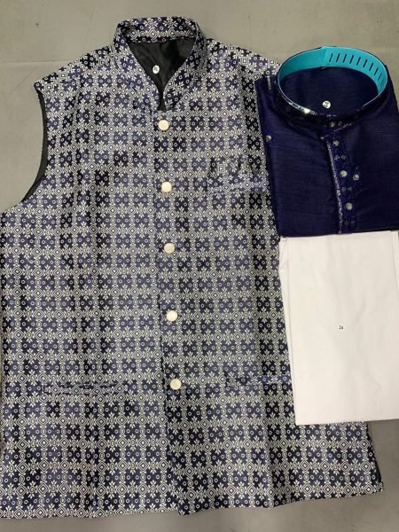  FANCY HEAVY KURTA PAJAMA  With Jaquard   Kotti Set For Men s Mens Wear