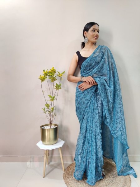 Fancy Imported Netting Saree With All Over 3d Print With Piping  Net Sarees Wholesale