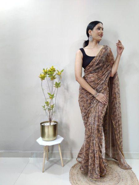 Fancy Imported Netting Saree With All Over 3d Print With Piping  Net Sarees Wholesale