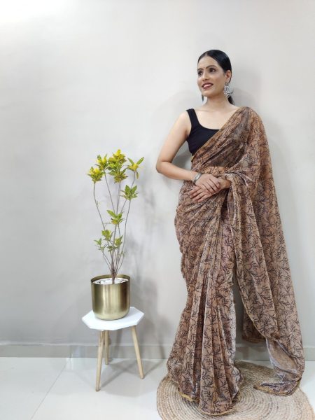 Fancy Imported Netting Saree With All Over 3d Print With Piping  Net Sarees Wholesale