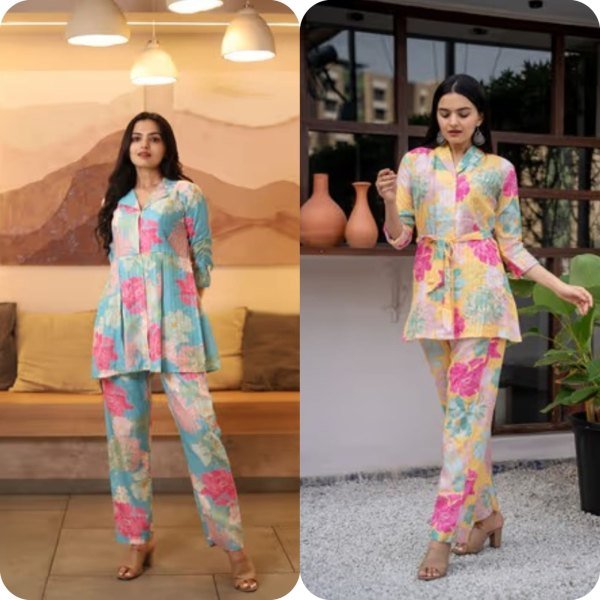Fancy Muslin Silk Printed Co ord Set CO ORD Sets