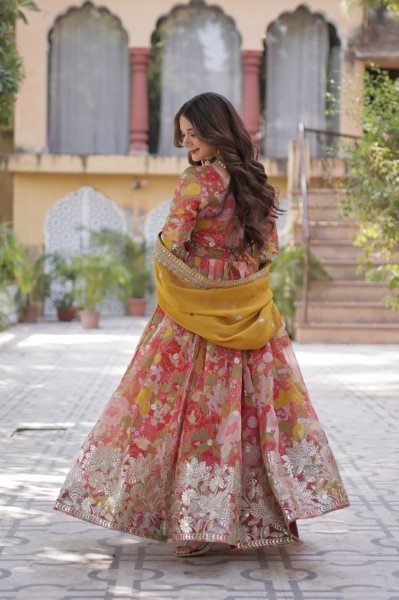Fancy New Floral Print Anarkali Kurta Set with Dupatta For women Ready To Wear Collection