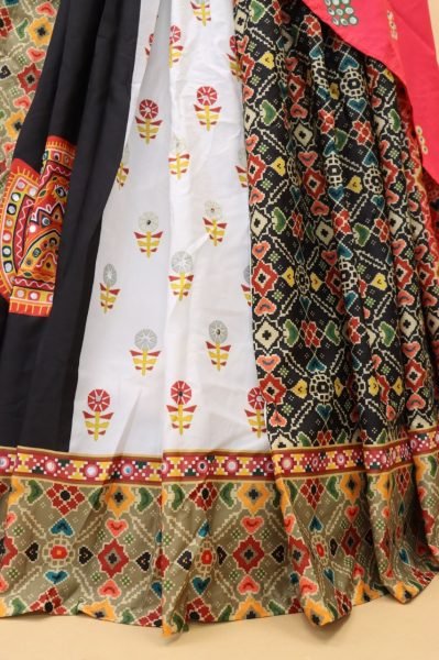 Fancy Printed Mirror Work Butter Silk Lehenga Choli Navratri Lehnega Choli