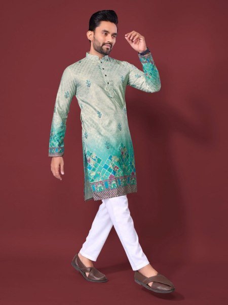 Fancy Rayon Mens Kurta Full Sleeve with Crochet Touch