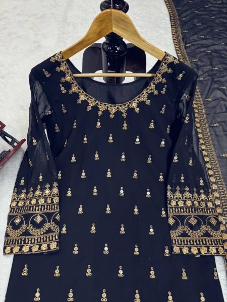 Fancy Thread With Sequence Work Heavy Faux Georgette Sharara Suit  Ready To Wear Collection