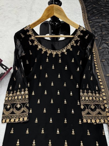 Fancy Thread With Sequence Work Heavy Faux Georgette Sharara Suit  Ready To Wear Collection