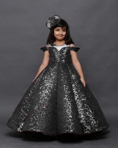 Fancy Tissue Net Sequence Work Gown  Girls Wear