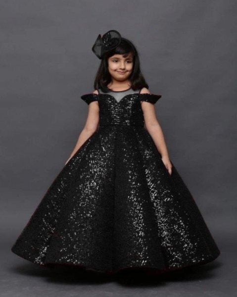 Fancy Tissue Net Sequence Work Gown  Girls Wear
