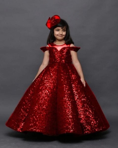 Fancy Tissue Net Sequence Work Gown  Girls Wear