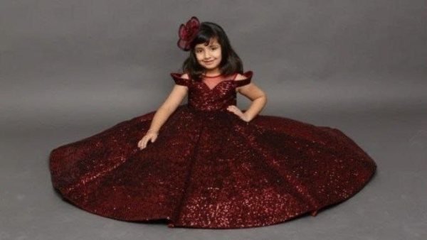 Fancy Tissue Net Sequence Work Gown  Girls Wear