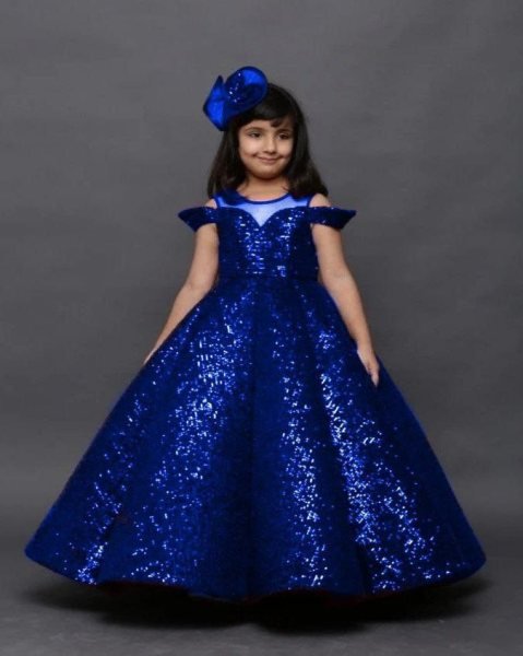 Fancy Tissue Net Sequence Work Gown  Girls Wear