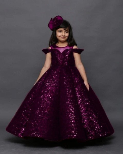 Fancy Tissue Net Sequence Work Gown  Girls Wear