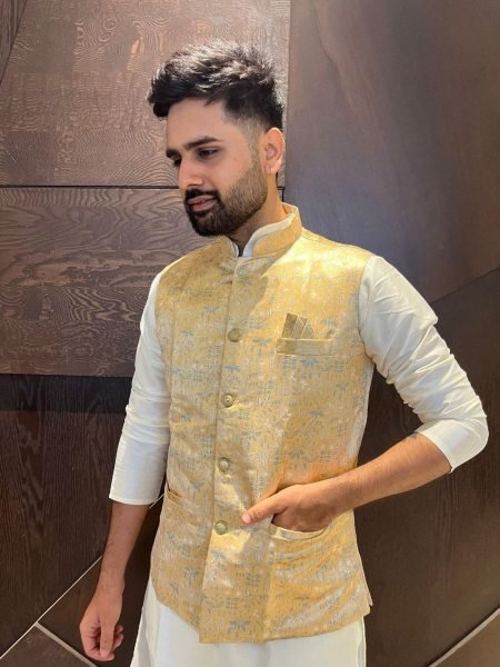 Pure Cotton Kurta Pajama with Pink Designer Jacket Traditional Wear for Family Events