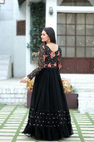 Faux Blooming With Sequins-Multi & Multi Thread Embroidered Work Gown  Anarkali Kurtis 