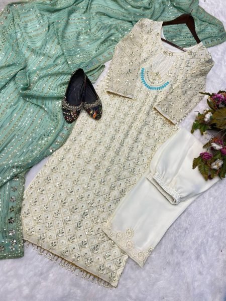 Faux Georgette Embroidered With Sequence Pakistani Salwar Suit Ready To Wear Collection