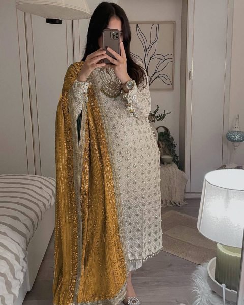 Faux Georgette Embroidered With Sequence Pakistani Salwar Suit Ready To Wear Collection