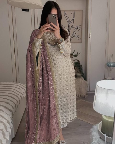 Faux Georgette Embroidered With Sequence Pakistani Salwar Suit Ready To Wear Collection