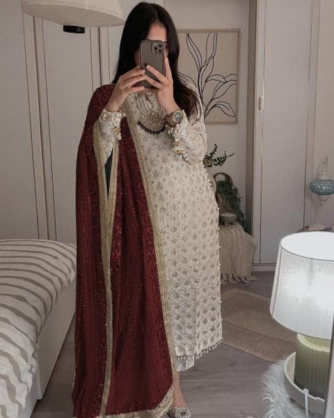 Faux Georgette Embroidered With Sequence Pakistani Salwar Suit Ready To Wear Collection