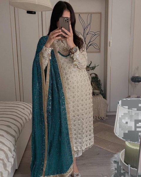 Faux Georgette Embroidered With Sequence Pakistani Salwar Suit Ready To Wear Collection