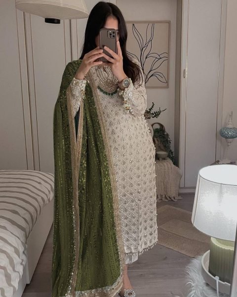 Faux Georgette Embroidered With Sequence Pakistani Salwar Suit Ready To Wear Collection