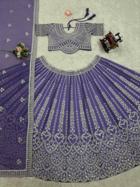 Faux Georgette Semi Stitched Lehenga with Coding Dori and Sequins Work  Blouse   Dupatta Set By Royal Export Designer Lehenga Choli