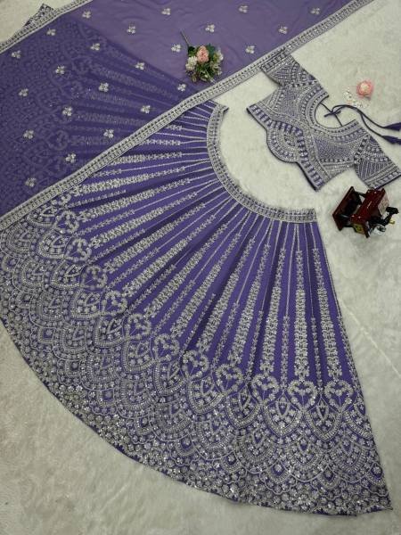 Faux Georgette Semi Stitched Lehenga with Coding Dori and Sequins Work  Blouse   Dupatta Set By Royal Export Designer Lehenga Choli