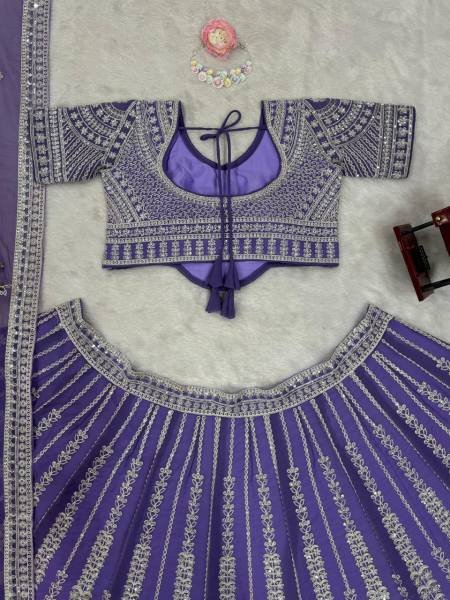 Faux Georgette Semi Stitched Lehenga with Coding Dori and Sequins Work  Blouse   Dupatta Set By Royal Export Designer Lehenga Choli