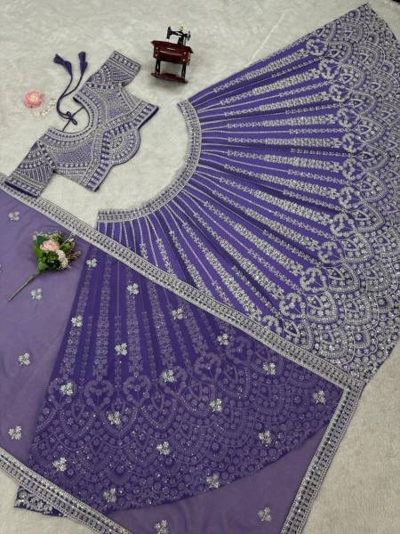 Faux Georgette Semi Stitched Lehenga with Coding Dori and Sequins Work  Blouse   Dupatta Set By Royal Export Designer Lehenga Choli