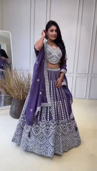 Faux Georgette Semi Stitched Lehenga with Coding Dori and Sequins Work  Blouse   Dupatta Set By Royal Export Designer Lehenga Choli