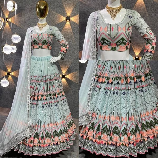 Faux Georgette  Sequence Work Designer Lehenga Choli Designer Lehenga Choli