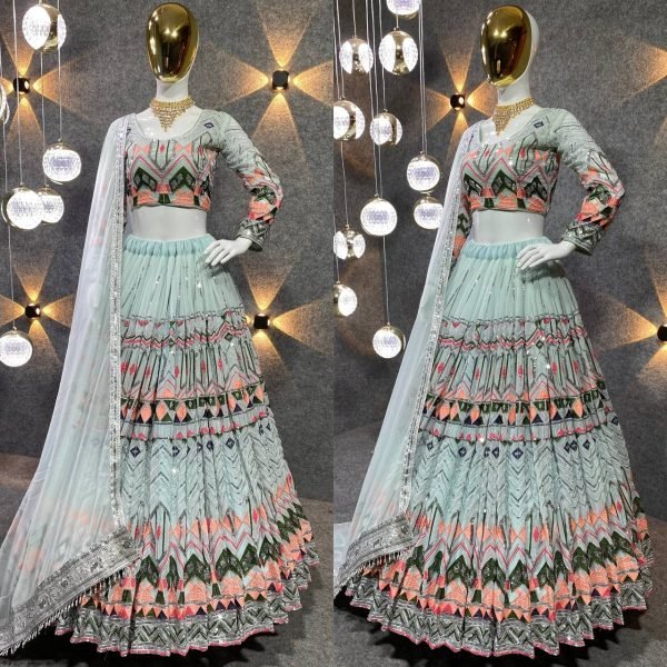 Faux Georgette  Sequence Work Designer Lehenga Choli Designer Lehenga Choli