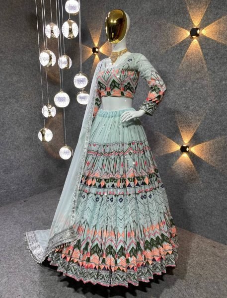 Faux Georgette  Sequence Work Designer Lehenga Choli Designer Lehenga Choli