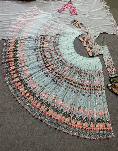 Faux Georgette  Sequence Work Designer Lehenga Choli Designer Lehenga Choli
